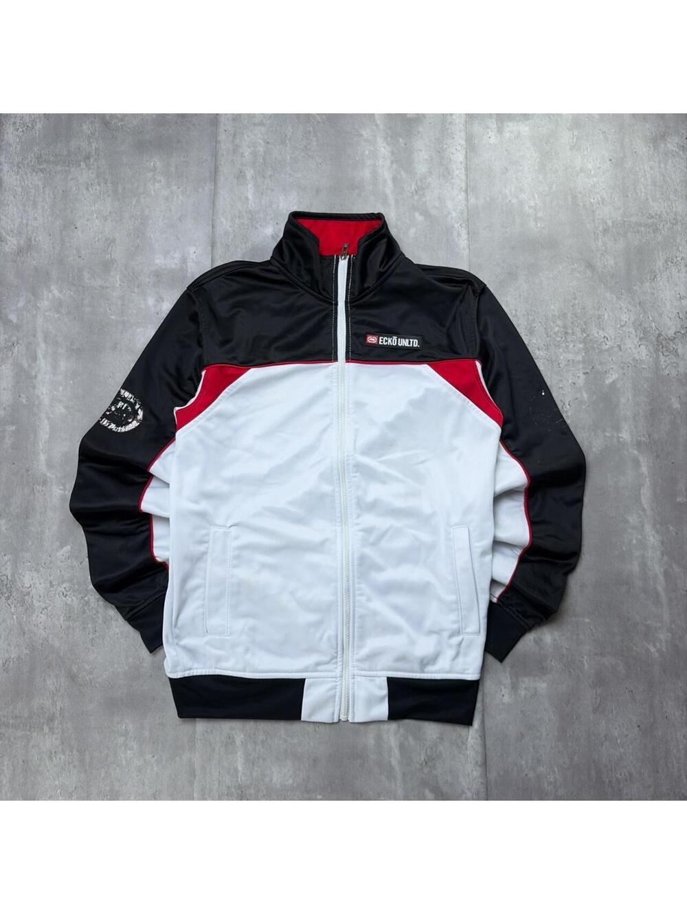 Y2K White Ecko Unltd Grunge Skate Track Jacket